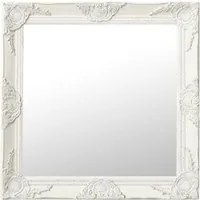 Specchio da Parete Stile Barocco 60x60 cm Bianco 320332