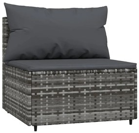 Set Divani da Giardino 4 pz con Cuscini in Polyrattan Grigio