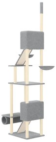 Albero per gatti pavimento soffitto grigio chiaro 277-303 cm