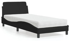 Letto con materasso nero 90x200 cm in tessuto