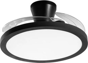 Ventilatore da soffitto LED-CONDOR-NER pale retrattili trasparenti, struttura nero ø 49 cm INTEC