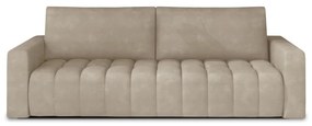 Divano beige allungabile/con contenitore e rivestimento in velluto 247 cm Lazaro – ELTAP