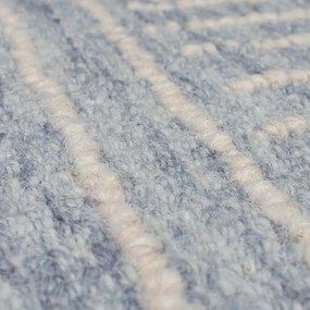 Tappeto in lana blu chiaro tessuto a mano 80x150 cm Memphis Wool - Flair Rugs