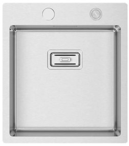 Lavello semincasso 1 vasca RODI Box Lux 46 piletta quadra inox L 50.5 x L 45 x P 20 cm argento