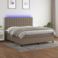 Letto a Molle con Materasso e LED Tortora 180x200 cm in Tessuto 3135217