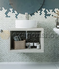 Mobile bagno Grigio Caldo 60x50 Thema con vano a giorno e Lavabo tondo da appoggio bianco in ceramica