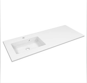 Lavabo a incasso rettangolare vasca a sinistra Neo L 121 x H 11 x P 49 cm in porcellana bianco lucido