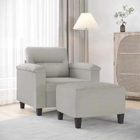 Poltrona Con Poggiapiedi Grigio Chiaro 60 Cm Tessuto Microfibra /
