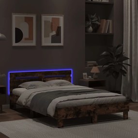 Giroletto con testiera e led rovere fumo 120x190 cm