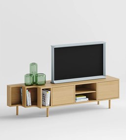 Mobile TV di colore naturale con effetto rovere 189x50x44 cm Shift – Woodman