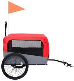 Rimorchio bici animali carrello jogging rosso e grigio