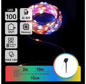 Aigostar - Catena di Natale solare a LED 100xLED/8 funzioni 12m IP65 multicolore