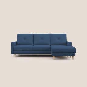 Matisse Divano angolare con sedute scorrevoli in tessuto morbido smacchiabile T17 blu