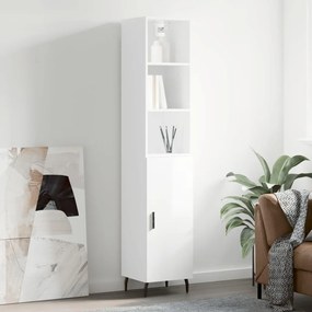 Credenza 34,5x34x180 cm in legno multistrato bianco lucido