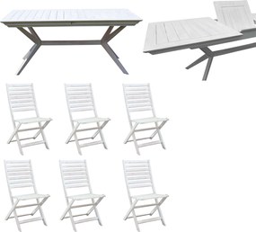 CAESAR - set tavolo in legno massiccio di acacia con 6 sedie Sortis