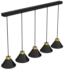 Lampadario su corda DEMET 5xE27/60W/230V nero/dorato