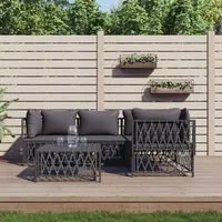 Set Salotto da Giardino 5 pz con Cuscini in Acciaio Antracite 3186871