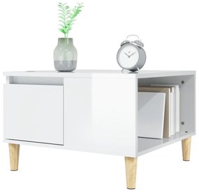 Tavolino salotto bianco lucido 55x55x36,5 cm legno multistrato