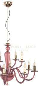 Lampadario paganini 8 luci borgogna oro attacco e14 d.84cm