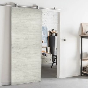 Porta scorrevole reversibile Beton in mdf grigio, L 93 x H 212 cm, con binario Ermes