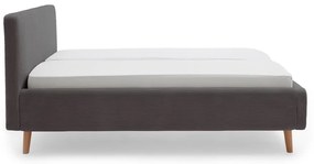 Letto matrimoniale imbottito grigio scuro con contenitore con rete inclusa 180x200 cm Mattis Cord – Meise Möbel