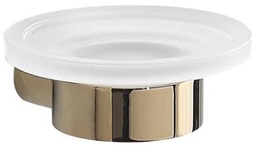 Gedy - Portasapone da parete PIRENEI vetro lattimo/dorato