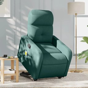 Poltrona Alzapersona Massaggiante Verde Scuro İn Tessuto /