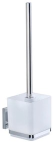 WENKO 22695100-WC spazzola per WC VACUUM-LOC QUADRO ED 9,5x37 cm argento/cromo lucido/trasparente