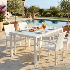 AXONA - tavolo intreccio in wicker e vetro