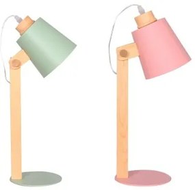 Lampada da tavolo DKD Home Decor Verde Rosa Naturale Legno Metallo 50 W 220 V 18 x 20 x 45 cm 15 x 20 x 50 cm (2 Unità)