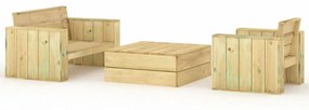 Set salotto da giardino 3 pz legno massello di pino impregnato