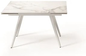 Tavolo con piano effetto Marmo Bianco base metallo allungabile fino a 180 cm ORESTE