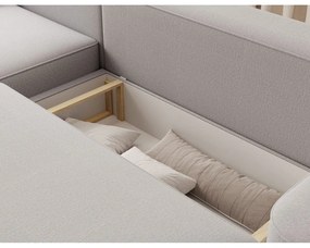 Divano angolare grigio chiaro allungabile/con contenitore (con penisola a sinistra/con chaise lounge) e rivestimento in ciniglia Aurumm – ELTAP