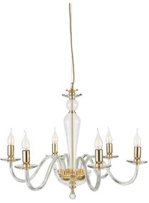 Lampada a sospensione D84 cm PAGANINI a 8 LUCI in vetro lavorato a mano ORO