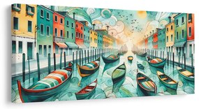 Quadro su tela – Canale veneziano pieno di vita e colori