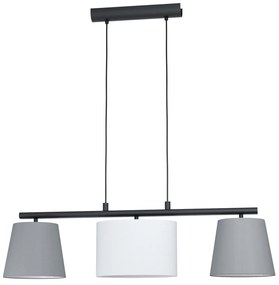 Lampadario A Sospensione Moderno Almeida 1 Acciaio Nero Grigio 3 Luci E14