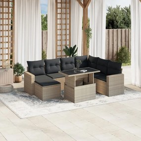 Set divano da giardino 8pz con cuscini grigio chiaro polyrattan