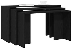Tavolini Impilabili 3 Pz Neri İn Legno Multistrato /