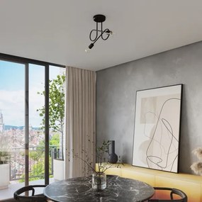 Sollux SL.1472 - Lampadario a plafone LOOP 2xE27/15W/230V nero