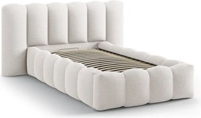 Letto singolo imbottito color crema con contenitore con rete inclusa 90x200 cm Lupine – Micadoni