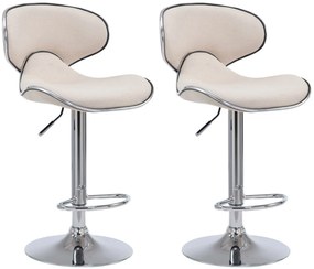 Set 2 Sgabelli Da Bar Las Vegas V2 İn Tessuto / Creme / Chrom
