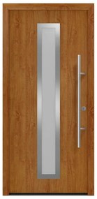 Portoncino d'ingresso HORMANN Iso Pro Secur 700s con vetro L 90 x H 210 cm in acciaio rovere dorato, apertura tirare a sinistra