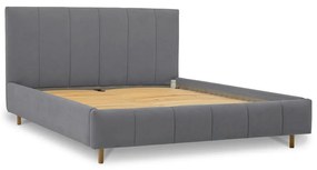 Letto matrimoniale imbottito grigio con doghe in legno 160x200 cm Zee - Scandic