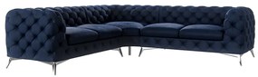Divano angolare blu scuro con rivestimento in velluto Chelsea – Ropez