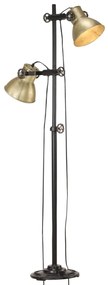 Lampada Da Pavimento Con 2 Paralumi Ottone E27 İn Ghisa /