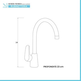 Miscelatore lavanderia con canna alta girevole in ottone cromato