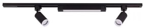 Faretto LED per sistema a binario TRACER, 2x GU10 10W/230V + LED 20W, binario da 1 m, nero
