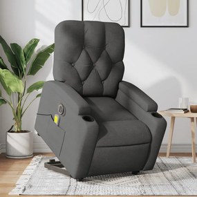 Poltrona Alzapersona Massaggi Elettrica Grigio Scuro Tessuto /
