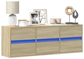 Mobile Tv A Parete Con Luci Led Rovere Sonoma 130x31x45 Cm /