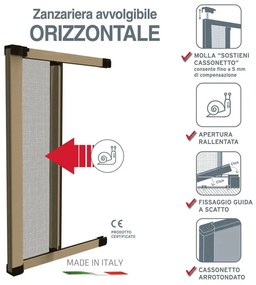 Zanzariera avvolgibile MEDAL Flystop per portafinestra L 160 x H 250 cm bronzo reversibile riducibile